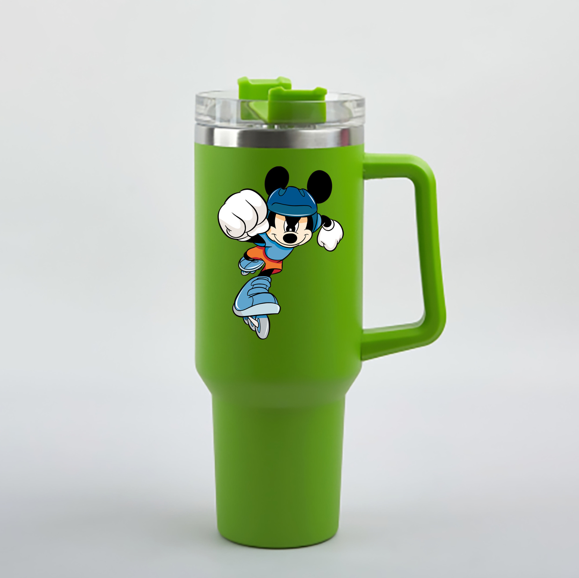 （画像用） ミッキーマウス Mickey Mouse 1200mL車用タンブラー - クリスタルステッカー（プラスチックストロー付き）